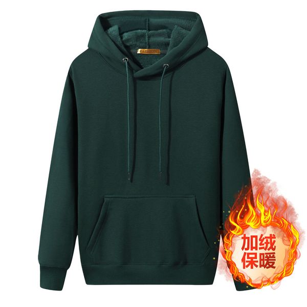 

autumn and winter pullover sweater men's hoodie plush thickened pure cotton plus code print embroidery group, Black