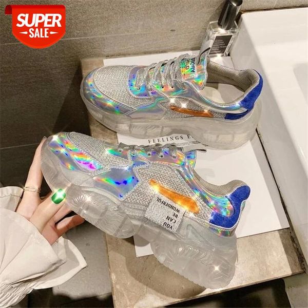 

2020spring trend women transparent sneakers harajuku platform woman shoes laser jelly casual shoes shining running #yc9z