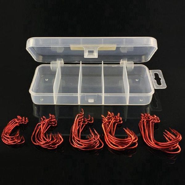 

fishing hooks 50 pcs/box high carbon steel overturned fishhook in plastic tackle box black