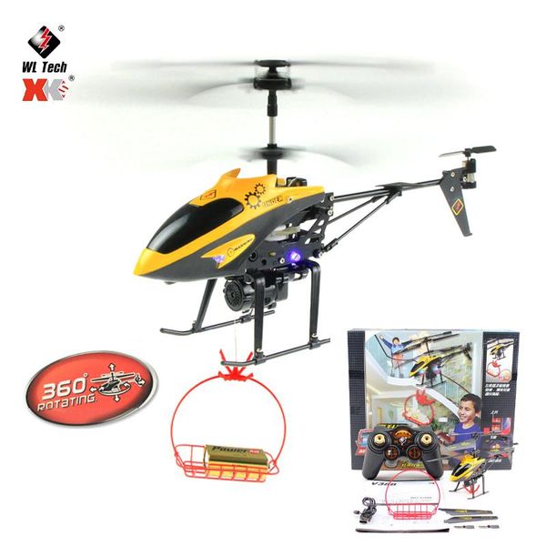 

drones original wltoys v388 rc drone 2.4g 3.5ch colorful lights with hanging basket quadcopter helicopter toys for kids gifts