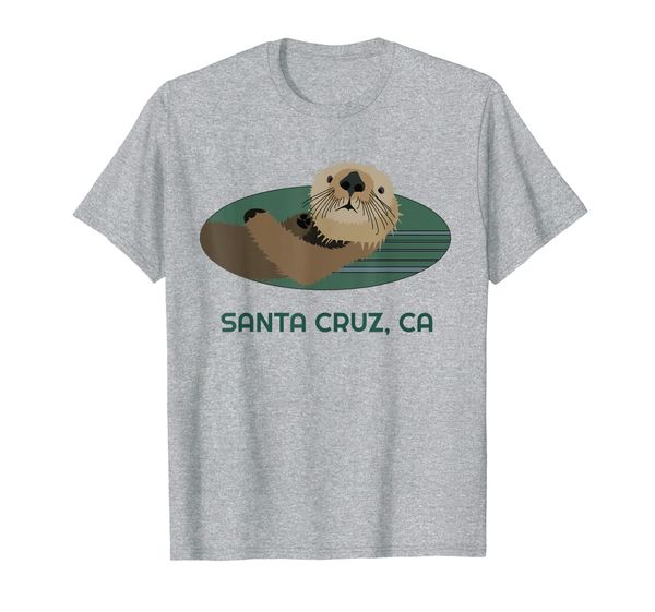 

Cute Otter Santa Cruz, California Coast Resident Fisherman T-Shirt, White;black