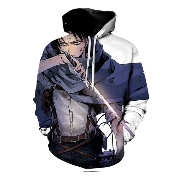 

attack on titan latest anime men is a 3d printed hoodie visual impact party punk goth round neck sweatshirt hoodie, Black