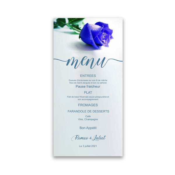 

greeting cards personalized dusty blue menu flower dinner floral diy wedding card