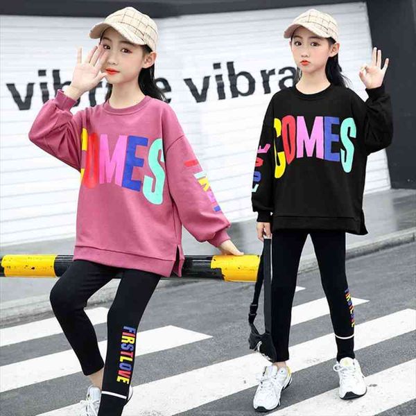 

girls clothes sets autumn spring long sleeve pants kids outfit children clothing set tracksuit 5 6 7 8 9, White