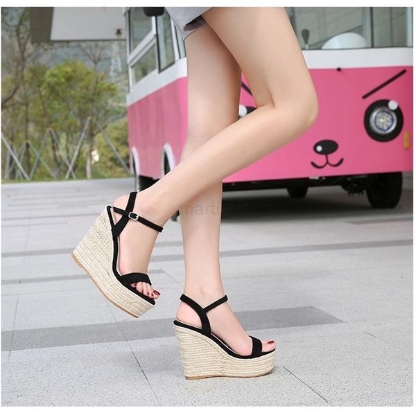 

sandal slide lady sandals slides designers heels woman platform genuine leather fisherman casual non slip wearable fashion high heel womans, Black