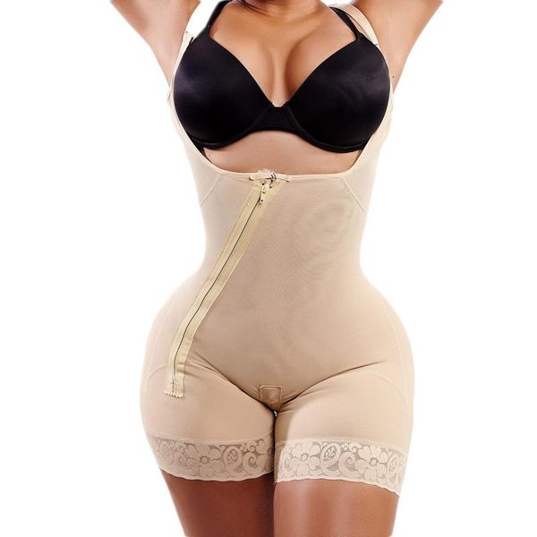

women's shapers fajas colombianas women shapewear lateral zipper faja charming curves push up bodyshaper skims kim kardashian, Black;white
