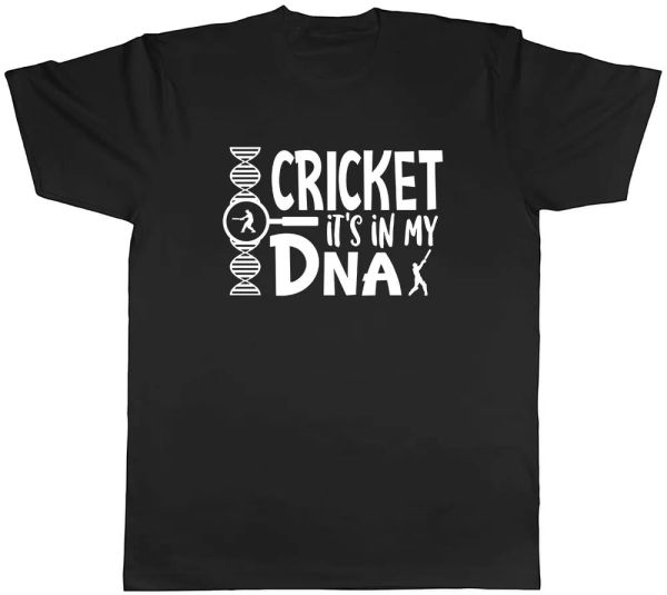 

cricket it's in my dna mens t-shirt tee, White;black