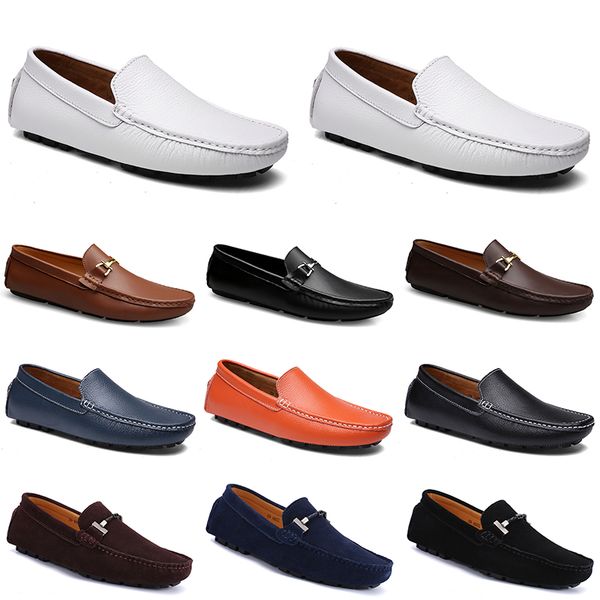 

fashions leather doudou men casual driving shoes breathables soft sole light tan blacks navys whites blues silver yellow grey footwear all-m, Black