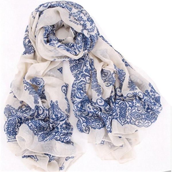 

scarves ljcuiyao chiffon scarf women blue and white slik female ladies autumn shawl foulard femme scarfs spring summer, Blue;gray