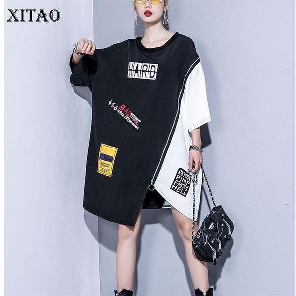 

xitao tide hip hop irregular letter print t shirt personality fashion women pullover short sleeve casual summer wbb3254 210320, White