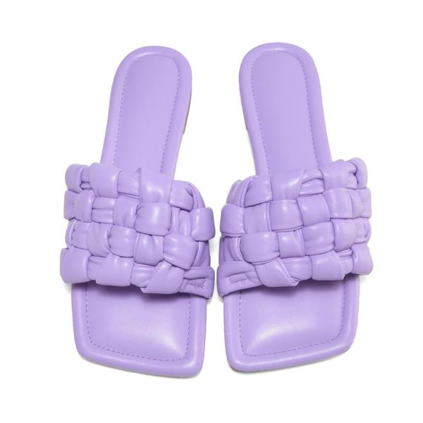 

women shoes slippers women's style outer wear non-slip square toe flat sandals and summer slipper fashion, Black