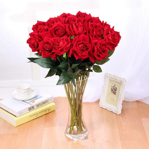 

roses artificial flowers diy red flannel fake flower for party home wedding decoration valentine's day wysiwyg decorative & wre