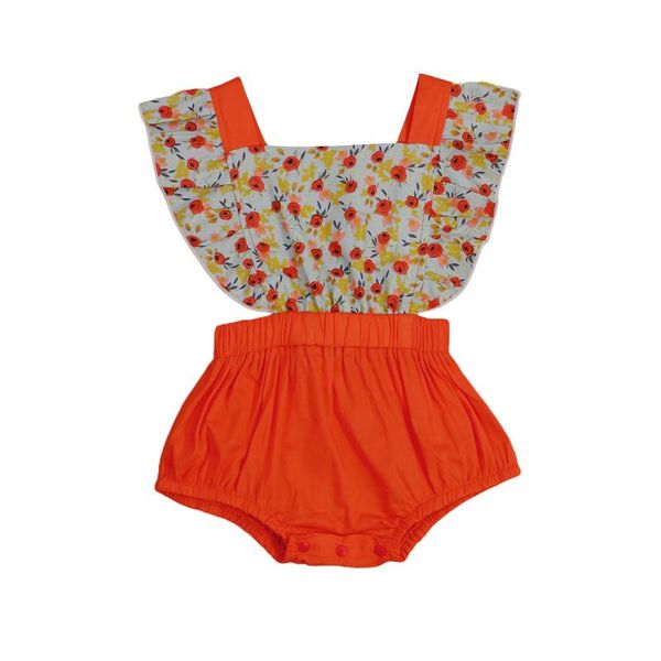 

jumpsuits baby girls summer romper, floral frilly square neck sleeveless backless lace-up jumpsuit for toddlers, 0-24 months, Blue