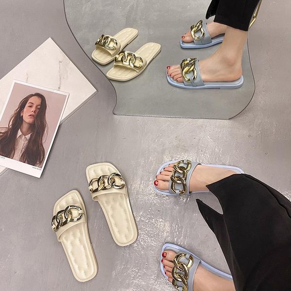 

slippers casual flat shoes female rivet slides slipers women luxury summer 2021 metal decoration basic fashion pu woman 20, Black