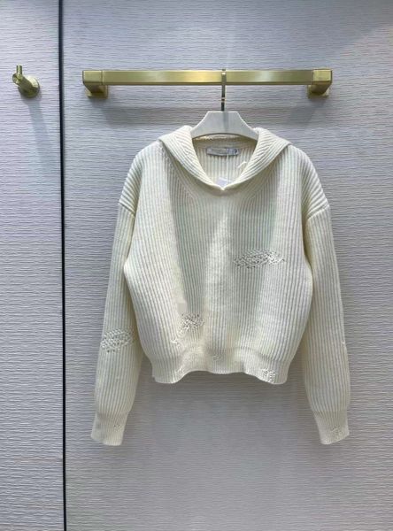 

milan runway sweaters 2021 autumn winter long sleeves lapel neck high end jacquard pullovers designer sweater women's clothing 1108-7, White;black