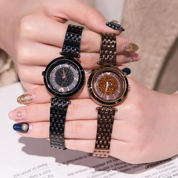

wristwatches douyin boom style simple roman face fashion casual steel strap women's watches are to send girlfriend gifts watch luxury, Slivery;brown