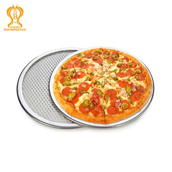 Yeni Yüksek Kalite 6 ila 22 inç Dikişsiz Alüminyum Örgü Pizza Tava Pişirme Ekran Yuvarlak Metal Pizza Aracı Fırın Aksesuarları Bake Ware