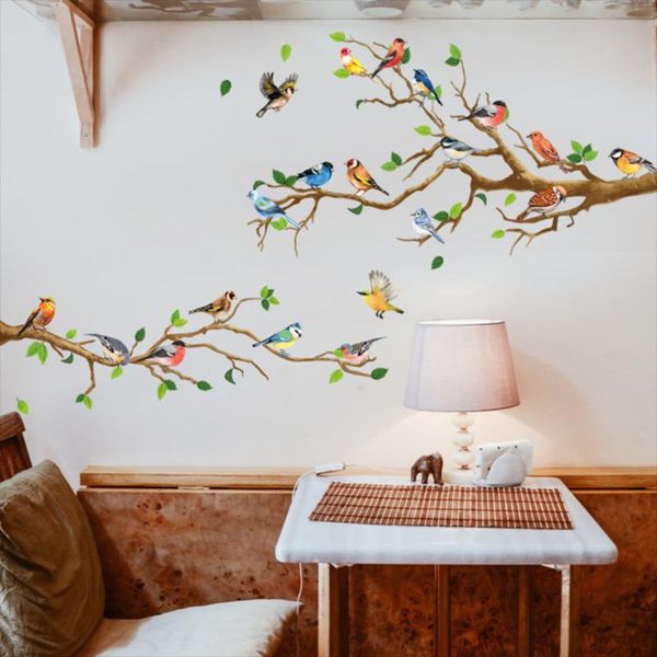 

wall stickers lovely bird on branch sticker living room tv sofa background for home decor wallpaper bedroom office self-adhesive