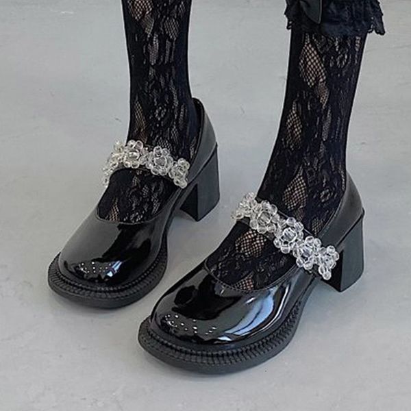 

dress shoes lolita crystal shoes mary janes women's in high heels patent leather oxford toe student 9232n 5xkf, Black