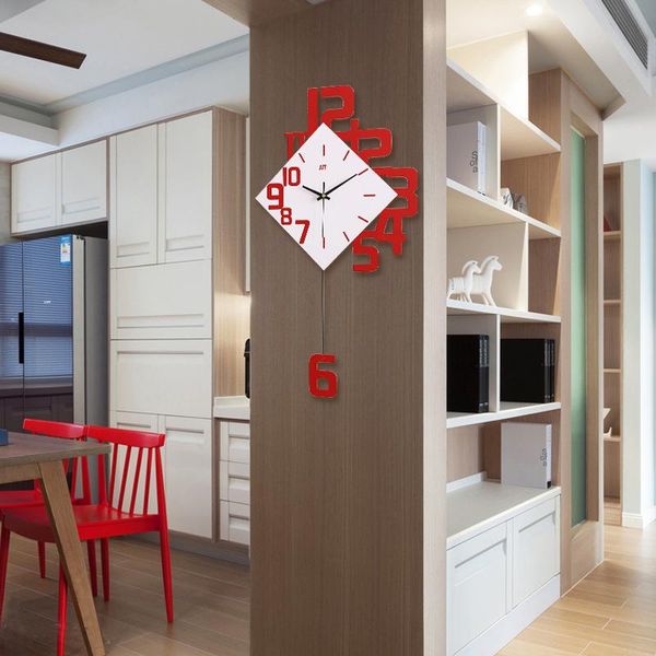 

wall clocks 34cm swing clock modern design nordic fashion creative silent quartz watches home bedroom living room decor