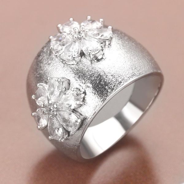 

cluster rings luxury big africa retro finger ring fashion vintage cubic zirconia stackable chic for women jewelry accessories, Golden;silver