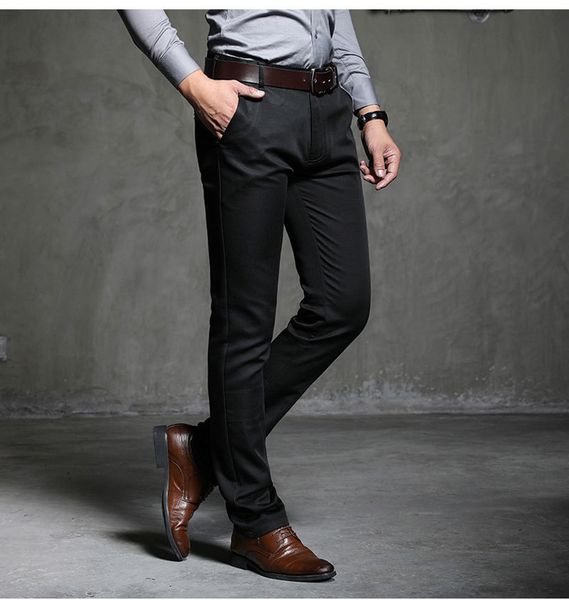 

men's slim suit fashion large size business casual stretch breathable black blue pants