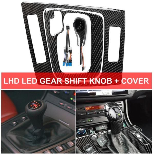 

shift knob lhd led gear shifter automatic lever carbon fiber cover trim for 3-series e46 touring sedan 1998-2005