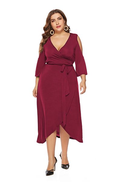 

bofute plus size women's short sleeve slit off shoulder dress sq0106, Black