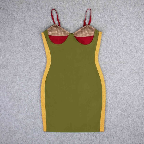 

dresses summer style sleeveless patchwork green women bodycon bandage 2021 designer fashion party club vestido, Black;gray