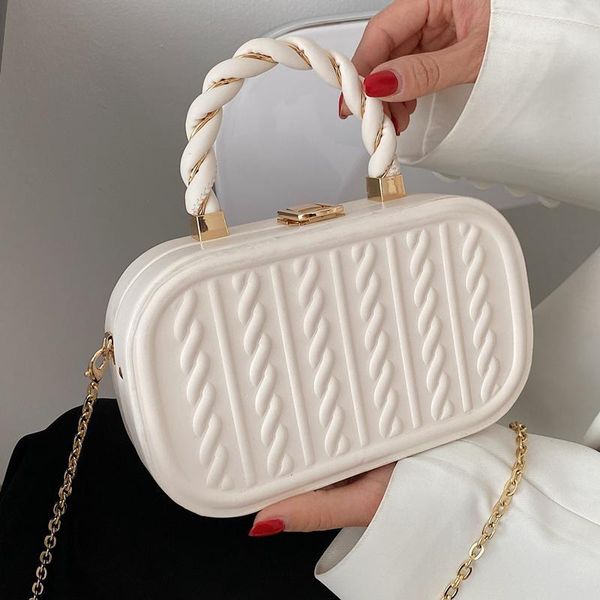 

weave box women shoulder bag 2021 mini tote chain crossbody pu leather luxury designer fashion summer beach handbags cross body