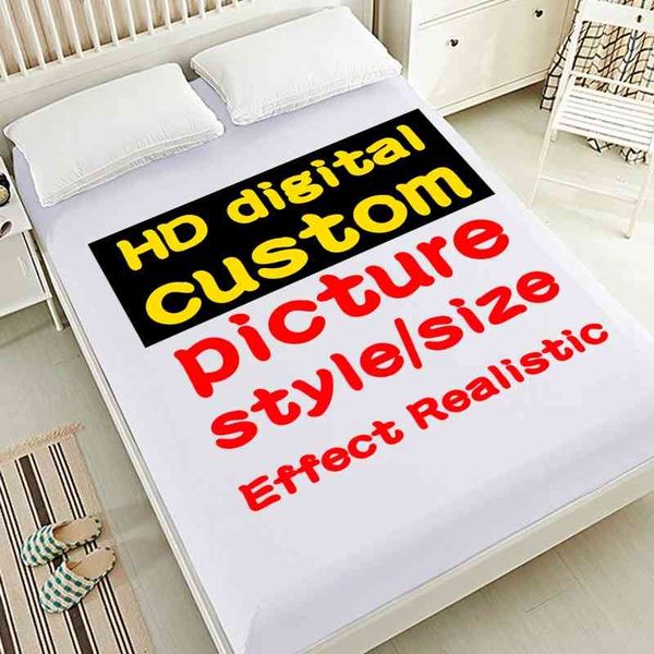 3D HD impressão digital Folha de cama personalizada com folha elástica, fitted folha gêmea rei de rainha completa, capa de colchão 160x200, gota 210626