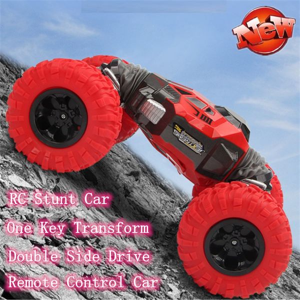 

2.4g 4wd rc stunt car one key deform remote control climbing off-road vehicle suv double side drive stunt drift car toy kid gift