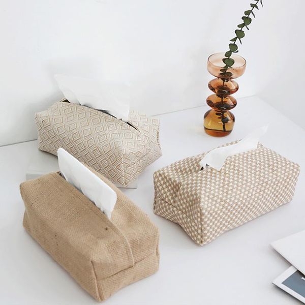 

tissue boxes & napkins cotton linen cloth art deskbox simple household storage removable paper holder case home small items