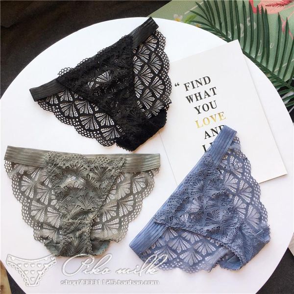 

women's panties european style underwear cotton low waist pure color briefs fashion hollow out underpants female lingerie, Black;pink