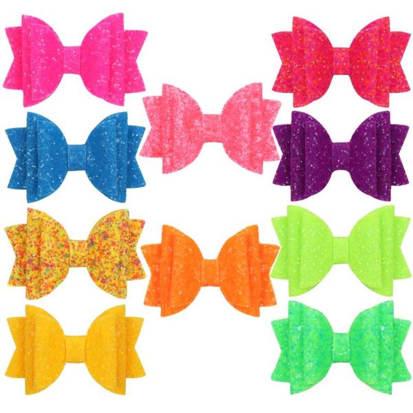 

hair accessories 3 inch baby girl glitter bow kids hairpins clip for children retal barrettes headwear, Slivery;white