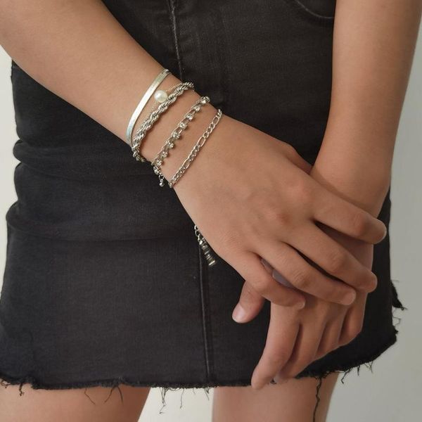 

charm bracelets beautiful durable bracelet rhinestone crystal pearl snake twist chain for women jewelry gift, Golden;silver