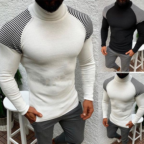 

men's sweaters sweater spring and autumn style european american winter slim long-sleeved pullover turtleneck, White;black