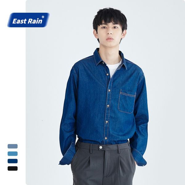 

men's er autumn 2019 cotton denim shirt pure slim casual, White;black