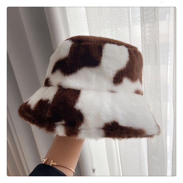 

fashionable cow fisherman's female bell shaped basin hat bucket warm plush winter hat show face small, Yellow