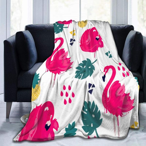 

Throw Blankets Throw Flannel Flamingo Soft Plush Flannel Blanket Throws for Bed Sofa Office Camping