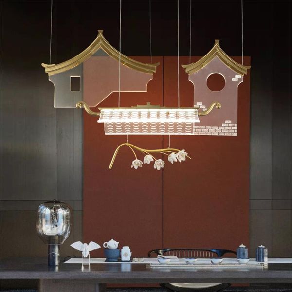 

chinese style luxury eaves led pendant lamps living room study corridor art decor hanging lamp bedroom dining light