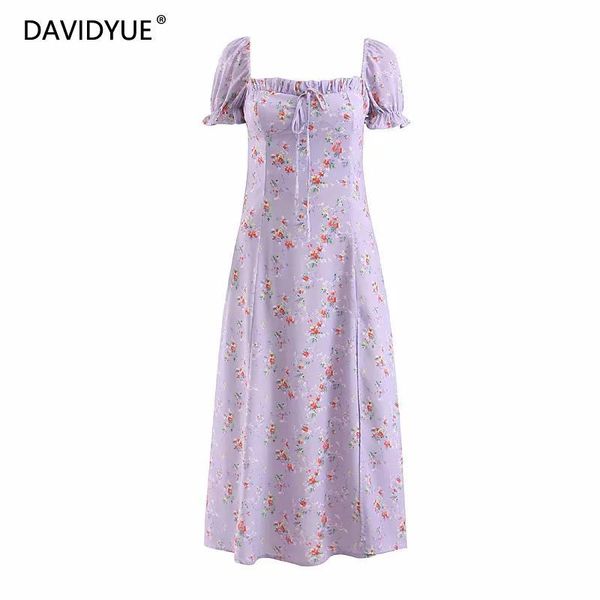 

casual dresses boho elegant lace up beach party dress women summer chic split korean clothes floral chiffon long vestidos 2021, Black;gray