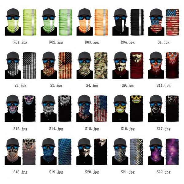 

2020 3d sport neck skull bicycle fishing scarf bandanas shield face mask headband bandana headwear ring scarf bicycle balaclava, Black