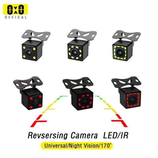 Telecamere posteriori per auto Sensori di parcheggio Telecamera 4 LED Visione notturna Retromarcia Monitor automatico CCD Video HD impermeabile ad ampio grado