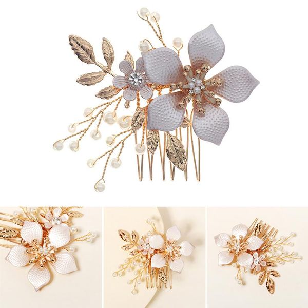 

hair clips & barrettes bride flower comb handmade exquisite pearl pins super fairy piece for women girls nyz shop, Golden;silver
