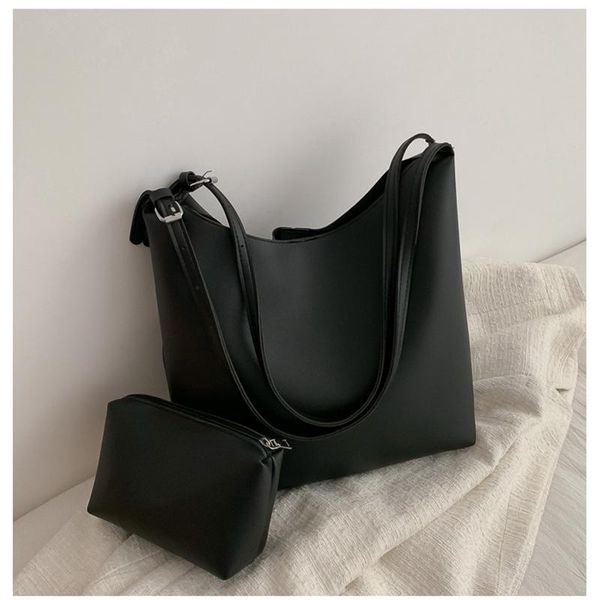 

fashion women pu leather shoulder bag high-quality solid color messenger with purse elegant large-capacity shopping tote cross body