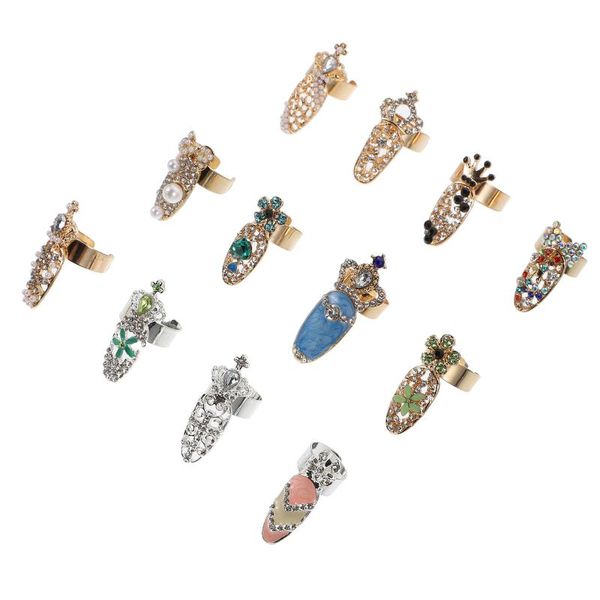 

nail art decorations 12pcs decorative ring finger manicure accessory, Silver;gold