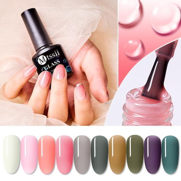 

mtssii 8ml pink jelly nail gel 6ml semi-transparent jade effect varnish polish soak off art uv lacquer manicuer1, Red;pink