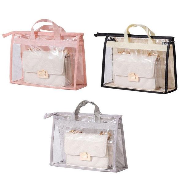 

storage bags portable handbag purse organizer transparent anti-dust cover bag with handle luxury protective supplies
