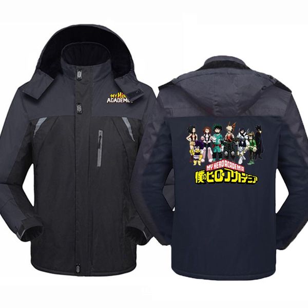 

men's jackets 2021 winter anime my hero academia thicken windbreaker waterproof warm outdoor couples mountaineering coats jacket, Black;brown
